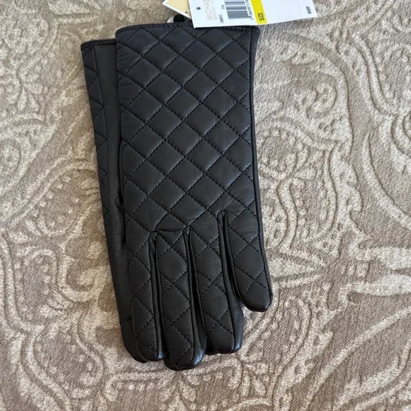 Michael Kors Quilted Black Gloves with Gold Accent - Picture 6 of 8